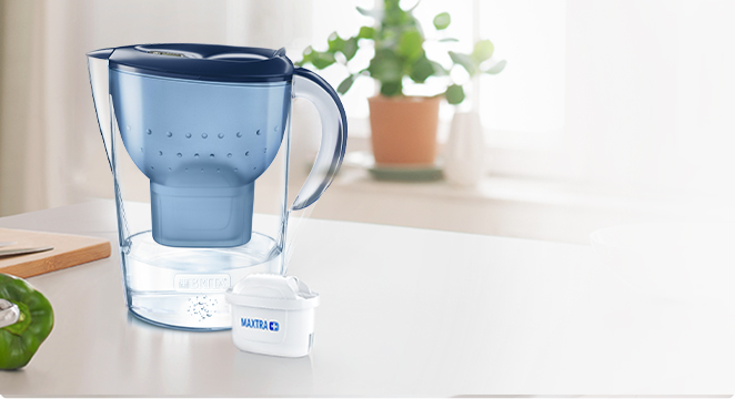 Original BRITA Marella 2.4 L fridge water filter jug with 2 x MAXTRA+filter  for reduction of chlorine, limescale and impurities